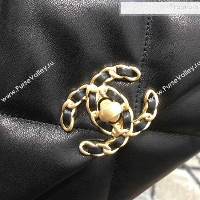 Chanel Quilted Goatskin 19 Maxi Flap Bag AS1162 Black 2019 (JDH-9102803)