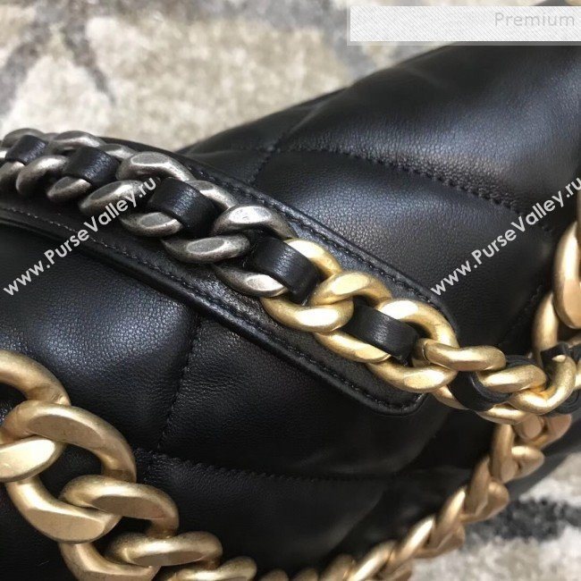 Chanel Quilted Goatskin 19 Maxi Flap Bag AS1162 Black 2019 (JDH-9102803)