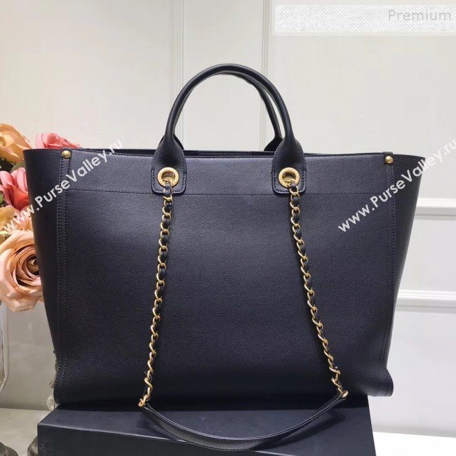 Chanel Deauville Grained Calfskin Large Shopping Bag A57067 Black/Gold 2019 (JIYUAN-9102813)