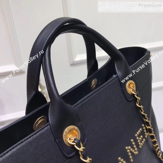 Chanel Deauville Grained Calfskin Large Shopping Bag A57067 Black/Gold 2019 (JIYUAN-9102813)