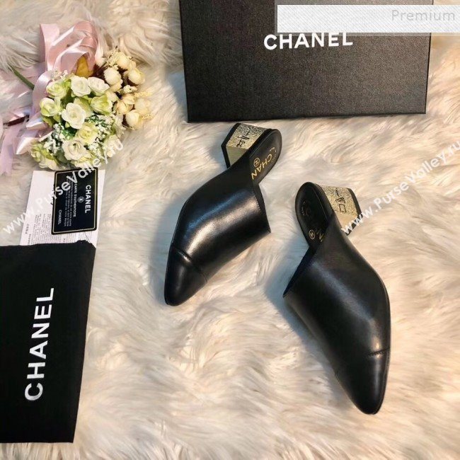 Chanel Leather Mules G34909 Black 2019 (MD-9110114)