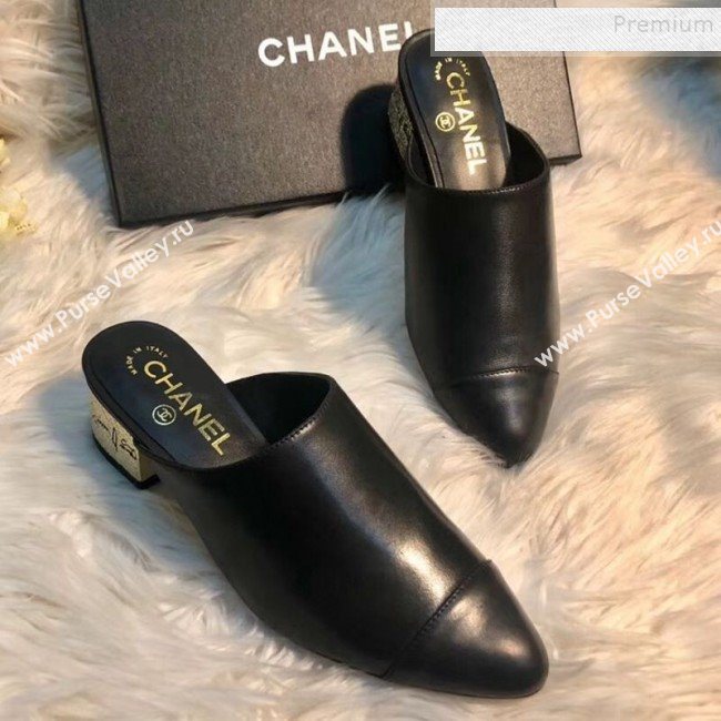 Chanel Leather Mules G34909 Black 2019 (MD-9110114)