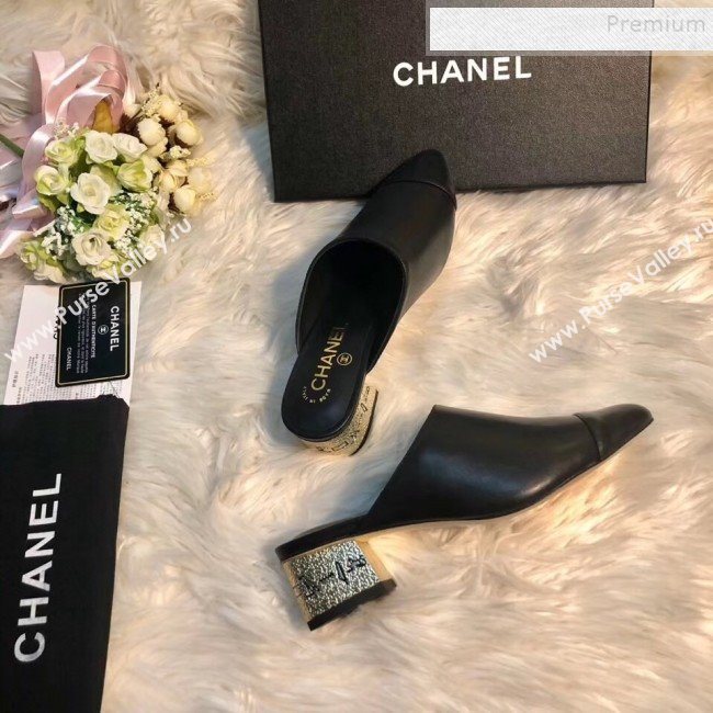 Chanel Leather Mules G34909 Black 2019 (MD-9110114)