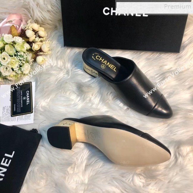 Chanel Leather Mules G34909 Black 2019 (MD-9110114)