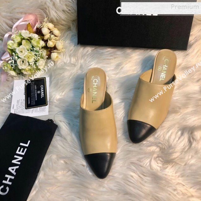 Chanel Leather Mules G34909 Beige 2019 (MD-9110115)