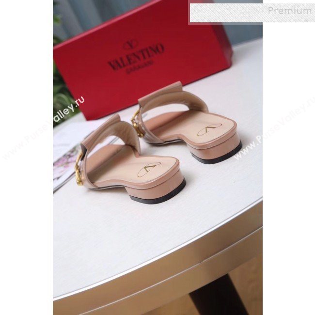 Valentino Patent Leather Vlogo Chain Flat Slide Sandals Khaki 2019 (MD-9110119)