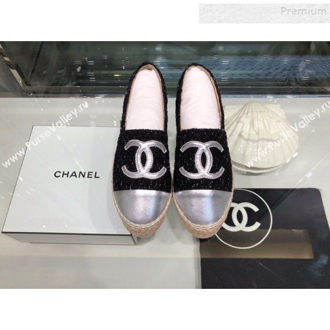 Chanel Tweed Espadrilles G29762 Silver/Black 2019 (XO-9110142)