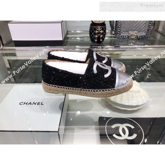 Chanel Tweed Espadrilles G29762 Silver/Black 2019 (XO-9110142)