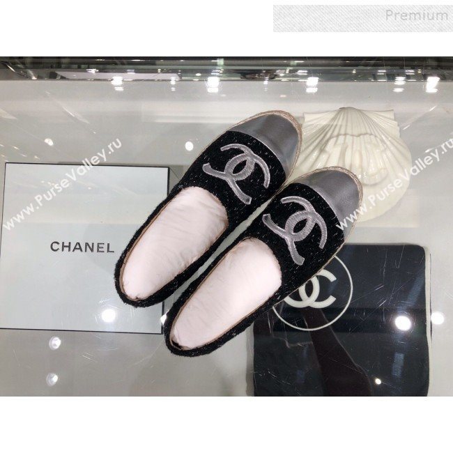 Chanel Tweed Espadrilles G29762 Silver/Black 2019 (XO-9110142)