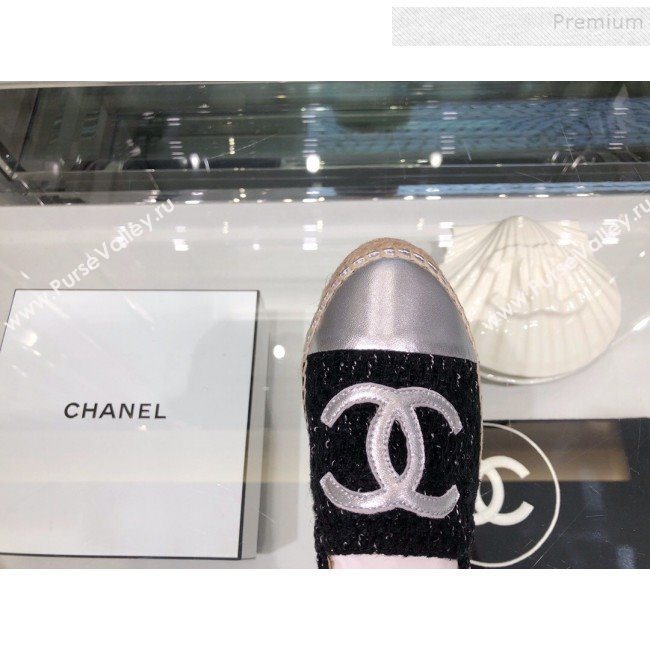 Chanel Tweed Espadrilles G29762 Silver/Black 2019 (XO-9110142)