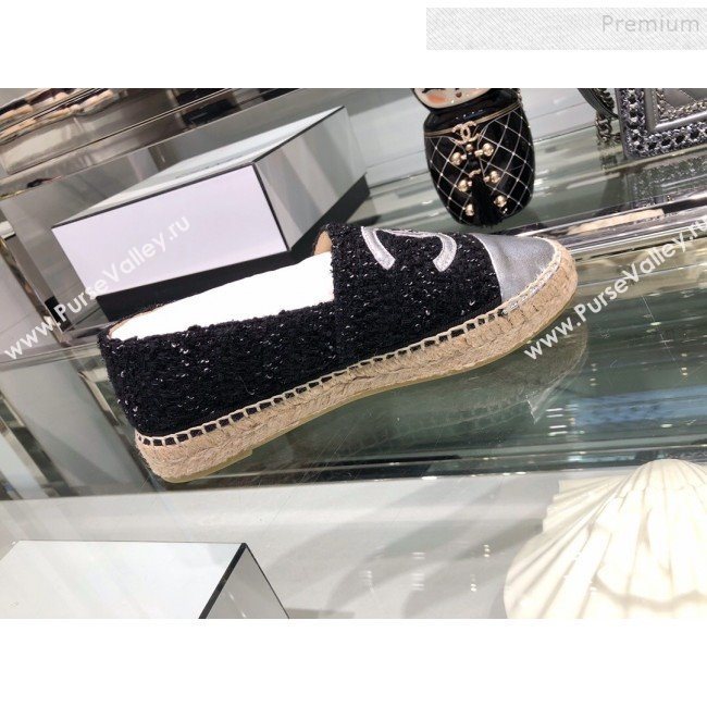 Chanel Tweed Espadrilles G29762 Silver/Black 2019 (XO-9110142)