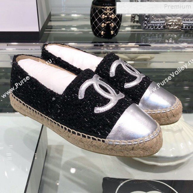 Chanel Tweed Espadrilles G29762 Silver/Black 2019 (XO-9110142)