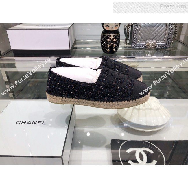 Chanel Tweed Espadrilles G29762 Navy Blue/Black 2019 (XO-9110140)