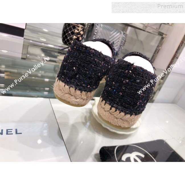 Chanel Tweed Espadrilles G29762 Navy Blue/Black 2019 (XO-9110140)