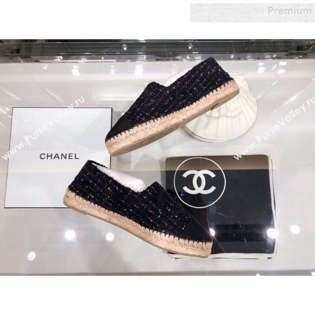 Chanel Tweed Espadrilles G29762 Navy Blue/Black 2019 (XO-9110140)