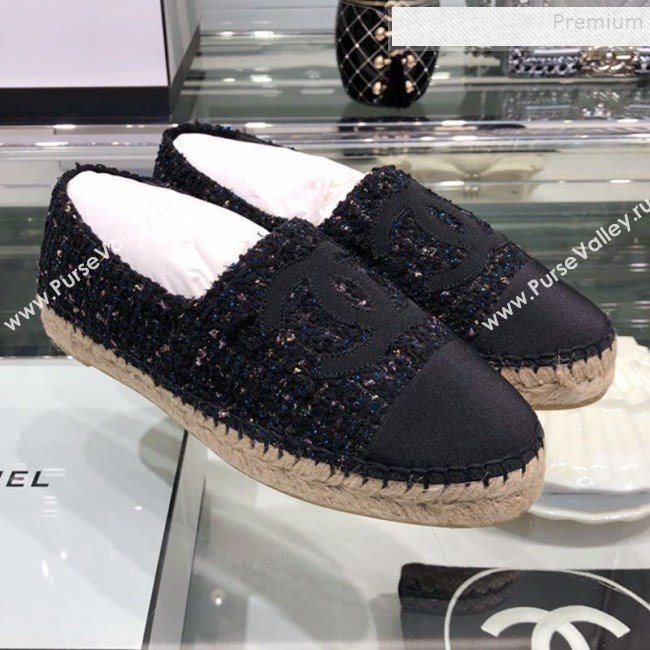 Chanel Tweed Espadrilles G29762 Navy Blue/Black 2019 (XO-9110140)