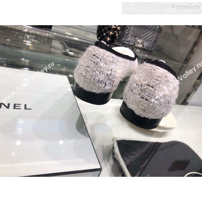 Chanel Tweed and Patent Calfskin Ballerinas G02819 White 2019 (XO-9110144)