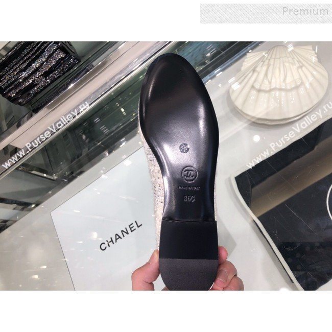 Chanel Tweed and Patent Calfskin Ballerinas G02819 White 2019 (XO-9110144)