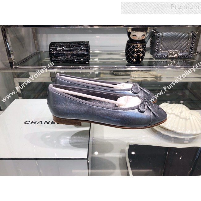 Chanel Tweed and Patent Calfskin Ballerinas G02819 Silver 2019 (XO-9110145)