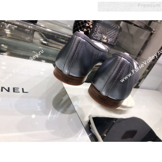 Chanel Tweed and Patent Calfskin Ballerinas G02819 Silver 2019 (XO-9110145)