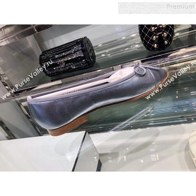 Chanel Tweed and Patent Calfskin Ballerinas G02819 Silver 2019 (XO-9110145)