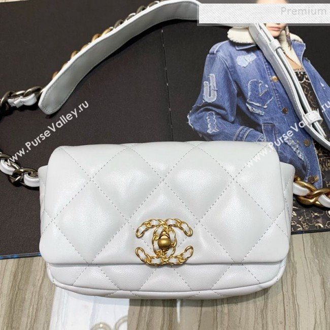 Chanel Quilted Leather 19 Belt Bag/Waist Bag White 2019  (FM-9110434)