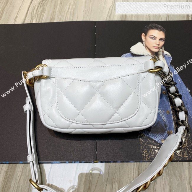 Chanel Quilted Leather 19 Belt Bag/Waist Bag White 2019  (FM-9110434)