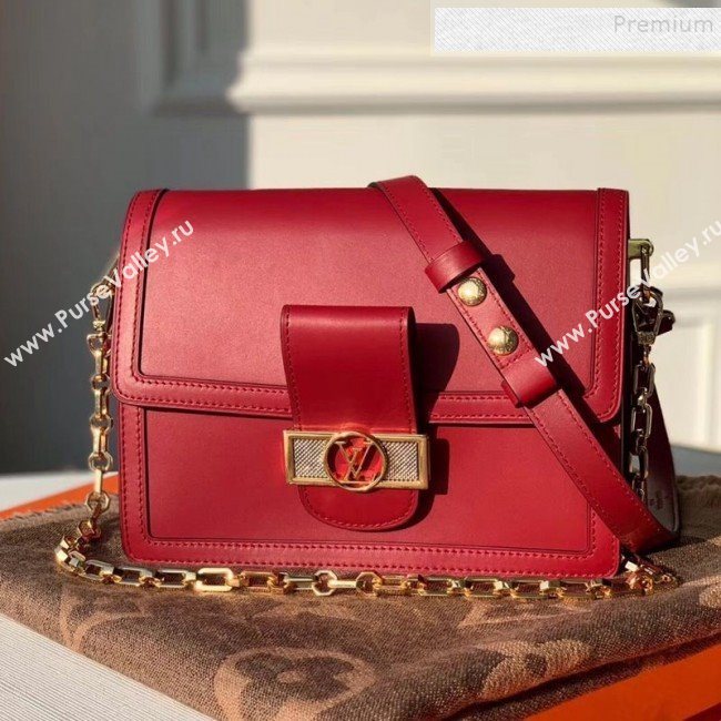 Louis Vuitton Dauphine MM Smooth Leather Shoulder Bag M55735 Burgundy 2020 (KIKI-9110439)