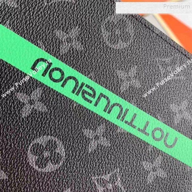 Louis Vuitton Pochette Voyage MM Logo Stripe Monogram Eclipse Pouch M61692 Green 2019 (KIKI-9110453)