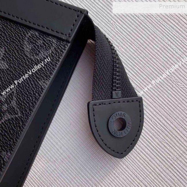 Louis Vuitton Pochette Voyage MM Logo Stripe Monogram Eclipse Pouch M61692 Green 2019 (KIKI-9110453)