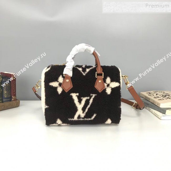 Louis Vuitton Teddy Speedy 25 Monogram Fur Top Handle Bag M55422 Coffee 2019 (HAIT-9110511)