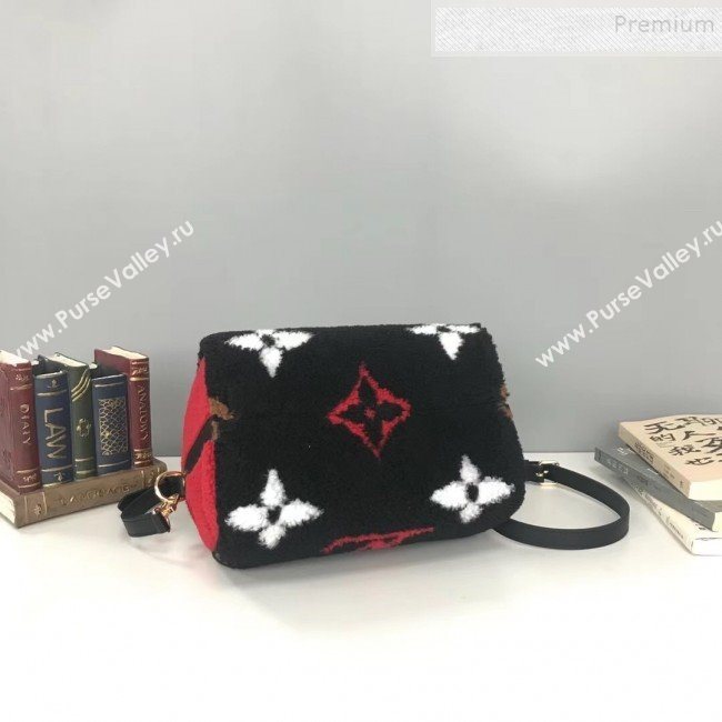 Louis Vuitton Teddy Speedy 25 Monogram Fur Top Handle Bag M55422 Black 2019 (HAIT-9110510)