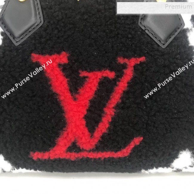 Louis Vuitton Teddy Speedy 25 Monogram Fur Top Handle Bag M55422 Black 2019 (HAIT-9110510)