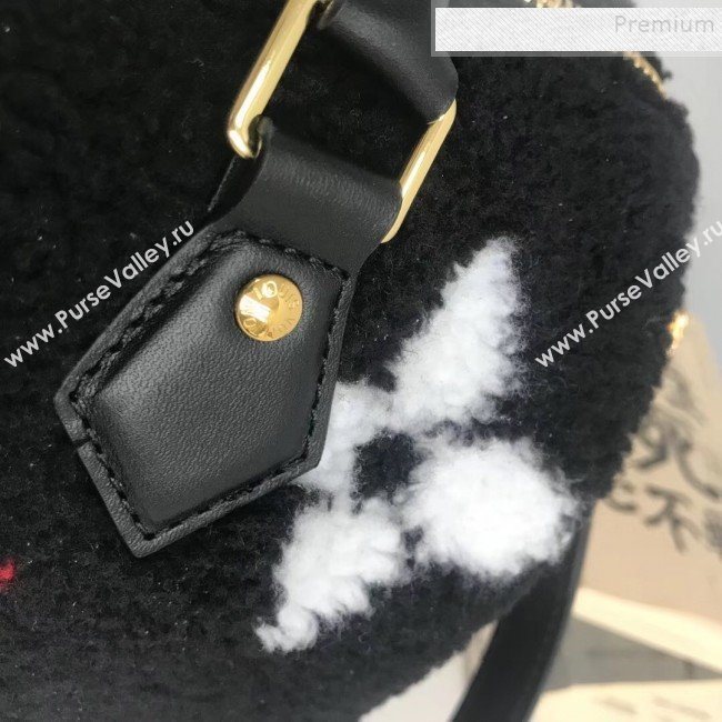 Louis Vuitton Teddy Speedy 25 Monogram Fur Top Handle Bag M55422 Black 2019 (HAIT-9110510)