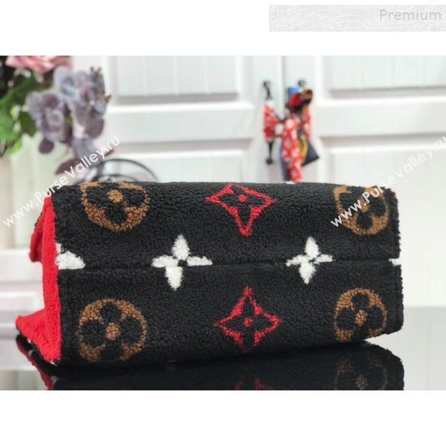 Louis Vuitton Teddy Onthego Monogram Fur Tote Bag M55420 Black 2019 (HAIT-9110509)
