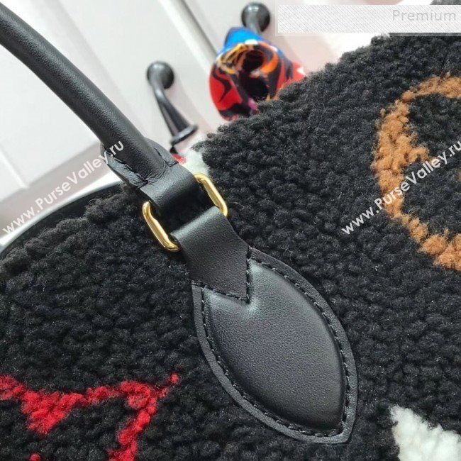 Louis Vuitton Teddy Onthego Monogram Fur Tote Bag M55420 Black 2019 (HAIT-9110509)