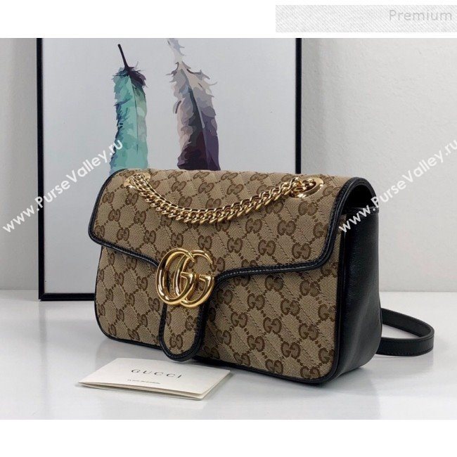 Gucci GG Marmont Small Shoulder Bag ‎443497 Beige/Black 2020 (DLH-9110514)
