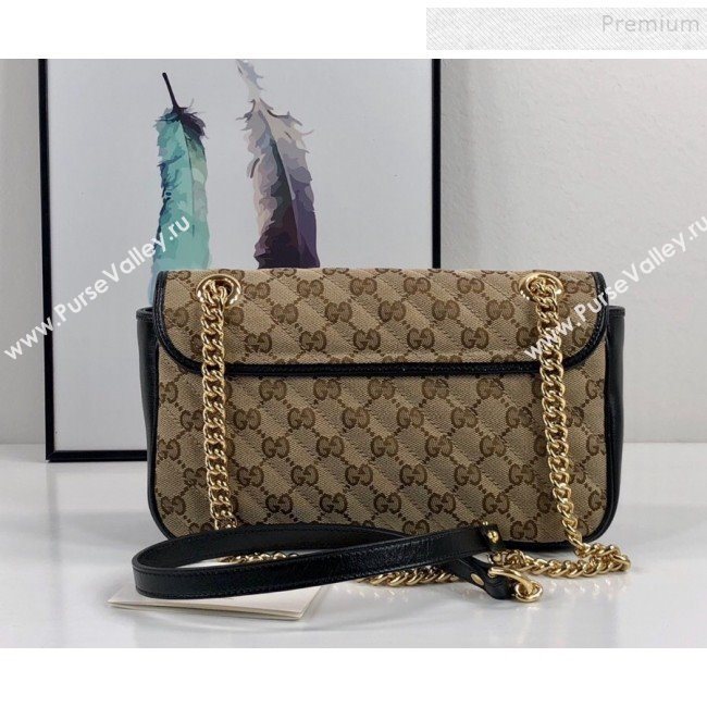 Gucci GG Marmont Small Shoulder Bag ‎443497 Beige/Black 2020 (DLH-9110514)