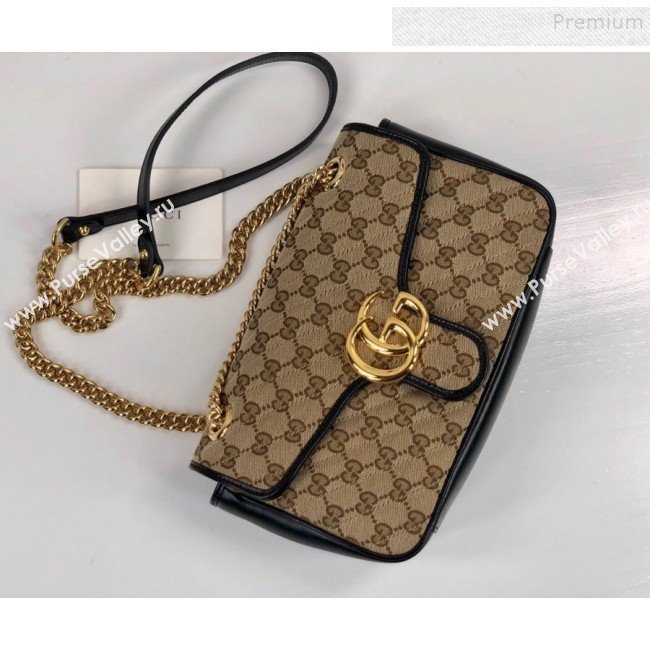 Gucci GG Marmont Small Shoulder Bag ‎443497 Beige/Black 2020 (DLH-9110514)