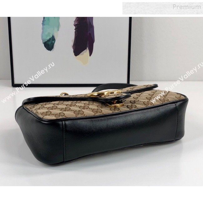 Gucci GG Marmont Small Shoulder Bag ‎443497 Beige/Black 2020 (DLH-9110514)