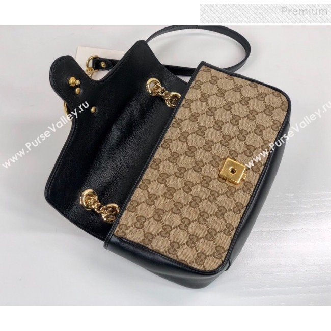 Gucci GG Marmont Small Shoulder Bag ‎443497 Beige/Black 2020 (DLH-9110514)