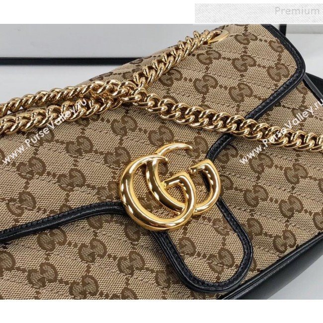 Gucci GG Marmont Small Shoulder Bag ‎443497 Beige/Black 2020 (DLH-9110514)