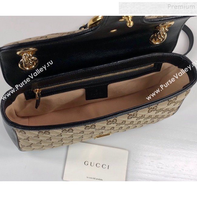 Gucci GG Marmont Small Shoulder Bag ‎443497 Beige/Black 2020 (DLH-9110514)