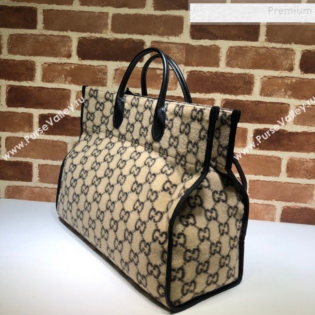 Gucci GG Wool Tote 598169 Beige 2020 (DLH-9110516)