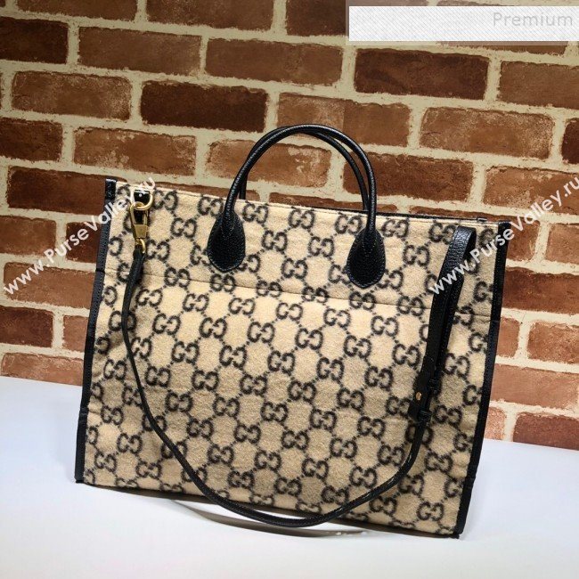 Gucci GG Wool Tote 598169 Beige 2020 (DLH-9110516)