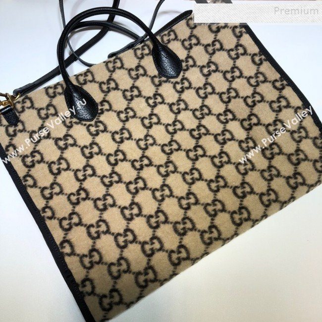 Gucci GG Wool Tote 598169 Beige 2020 (DLH-9110516)