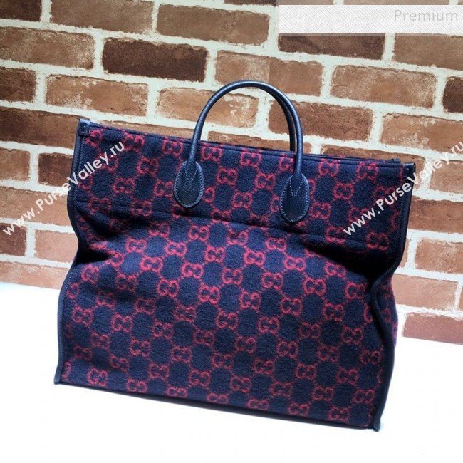 Gucci GG Wool Tote 598169 Blue 2020 (DLH-9110517)