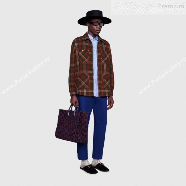 Gucci GG Wool Tote 598169 Blue 2020 (DLH-9110517)