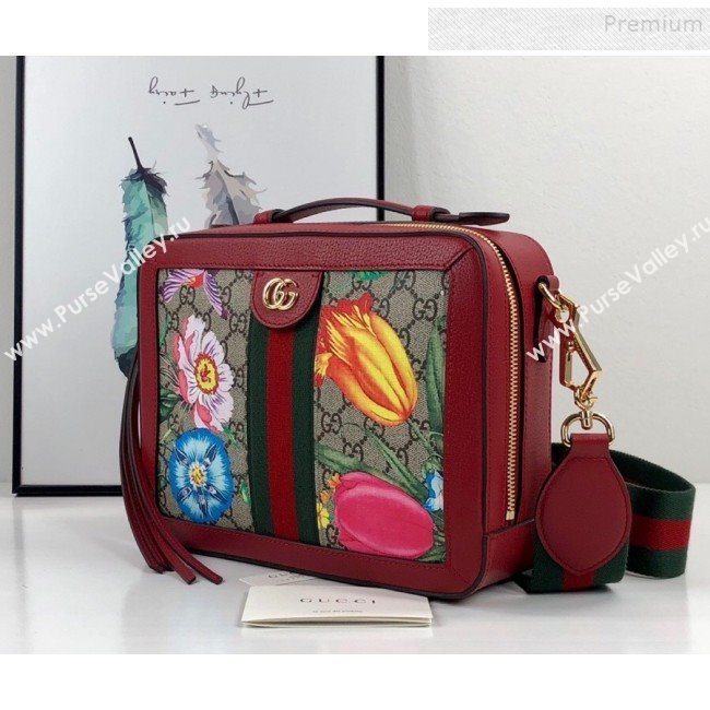 Gucci Ophidia GG Flora Small Shoulder Bag 550622 Red 2019 (DLH-9110521)