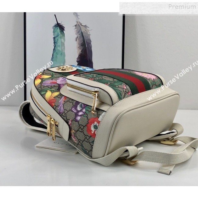 Gucci Ophidia GG Flora Small Backpack 547965 White 2019 (DLH-9110522)